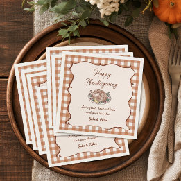 Rustic Fall Gingham Thanksgiving Dinner Napkin