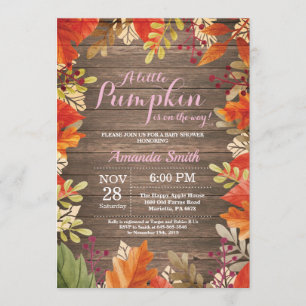Rustic Fall Girl Baby Shower Invitation