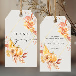 Rustic Fall Gold Floral Pumpkin Wedding Thank You Gift Tags<br><div class="desc">This wedding thank you gift tag features rustic watercolor flowers and pumpkins in burnt orange,  gold,  terracotta,  burgundy,  blush with beige and brown pampas grass. For more advanced customization of this design,  please click the "customize further" link. Matching items are also available.</div>
