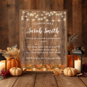 Rustic Fall Graduation Party Invitation