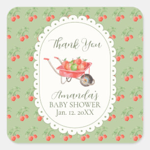 Rustic Fall Harvest Apple Of Our Eye Baby Shower  Square Sticker