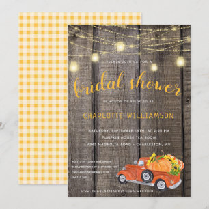 Rustic Fall Harvest Barnwood Lights Bridal Shower Invitation