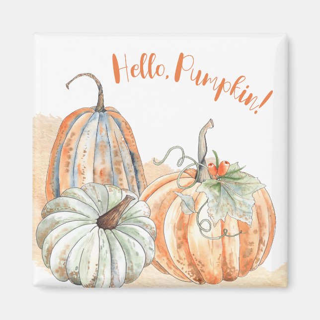 Rustic Fall Hello Pumpkin Magnet (Front)