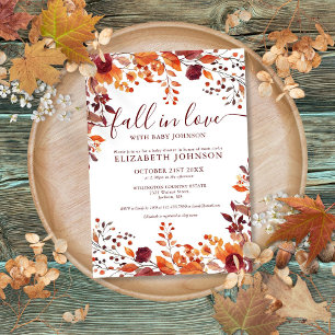 Rustic Fall In Love Autumn Baby Shower Invitation