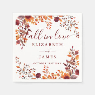 Rustic Fall In Love Autumn Fall Floral Leaves Napkin