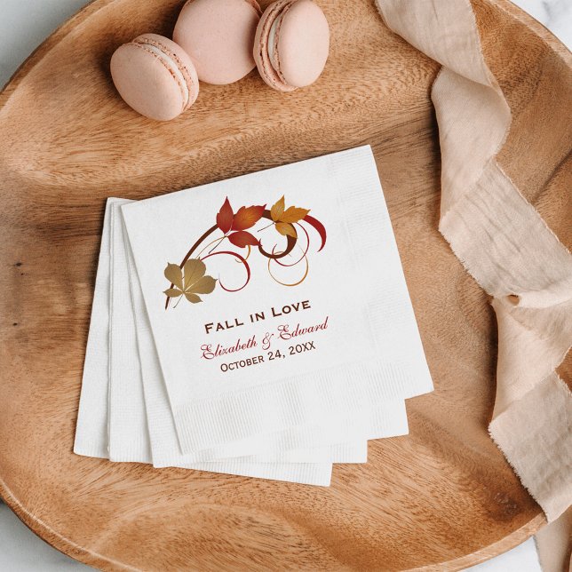 Rustic Fall in Love Autumn Wedding Monogram Napkin (Creator Uploaded)