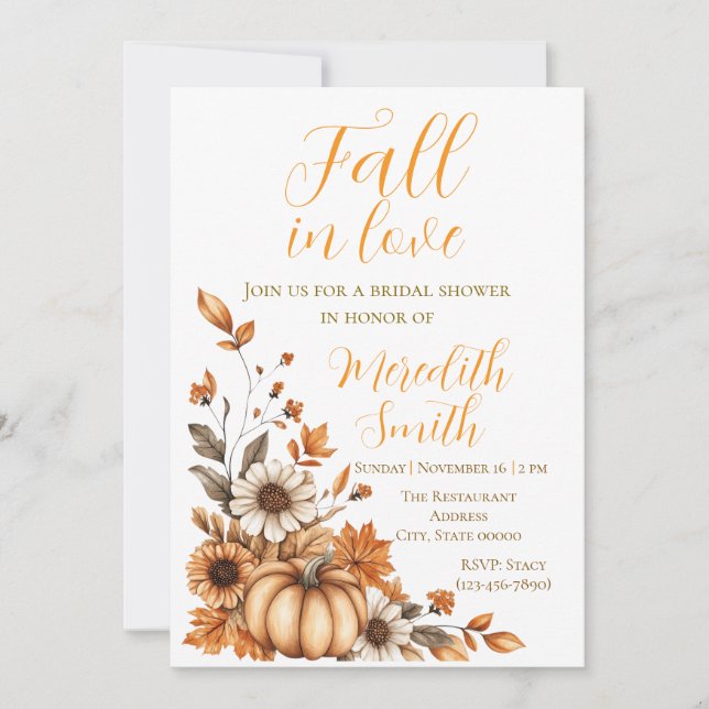 Rustic Fall in Love Bridal Shower Invitation (Front)
