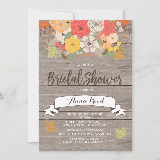Rustic Fall in Love Bridal Shower Invitation (Front)
