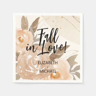 Rustic Fall in Love Peach Flowers Napkin