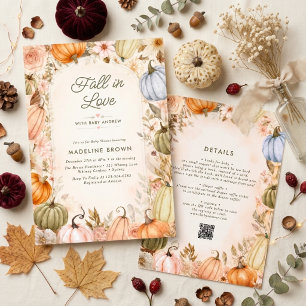 Rustic Fall in Love Pumpkin Autumn Baby Shower Invitation