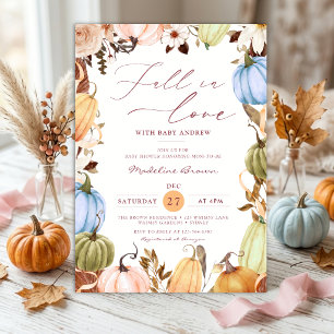 Rustic Fall in Love Pumpkin Autumn Baby Shower Invitation