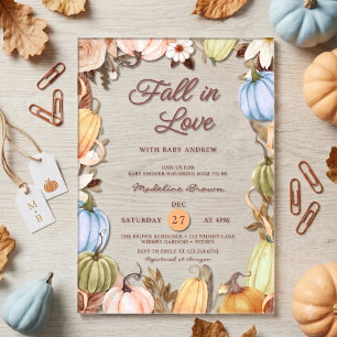 Rustic Fall in Love Pumpkin Terracotta Baby Shower Acrylic Invitations