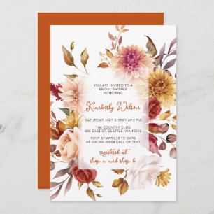 Rustic Fall in Love Pumpkins Fall Bridal Shower Invitation