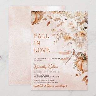 Rustic Fall in Love Pumpkins Fall Bridal Shower Invitation