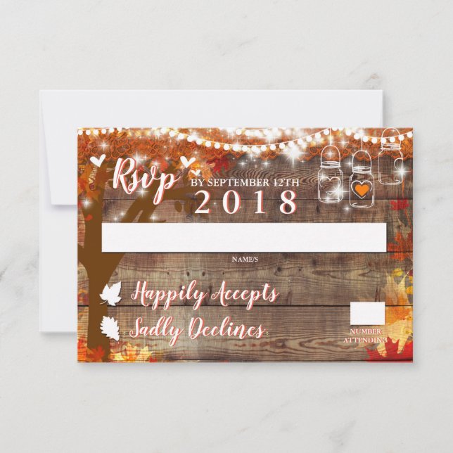 Rustic Fall in Love RSVP Card (Front)
