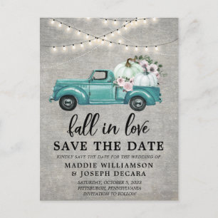 Rustic Fall in Love String Lights Save the Date Announcement Postcard