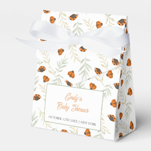 Rustic Fall Ladybug Greenery Baby Shower  Favor Box (Front Side)