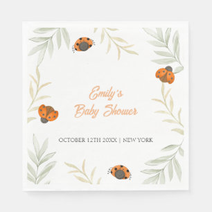 Rustic Fall Ladybug Greenery Baby Shower  Napkin