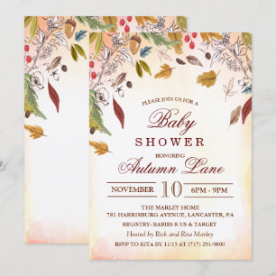 Rustic Fall laisse Baby shower Invitation