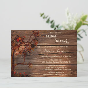 Rustic Fall Lantern Light Bridal Shower Invite