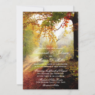 Rustic Fall Leaves Autumn Nature Wedding Invitation