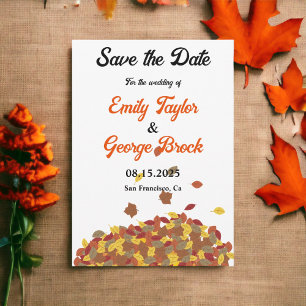 Rustic Fall Leaves Boho Autumn Chic Floral Wedding Save The Date