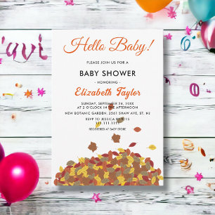 Rustic Fall Leaves Boho Autumn Floral Baby Shower Invitation