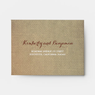 Rustic Fall Leaves Burlap Texture Wedding RSVP Envelopes