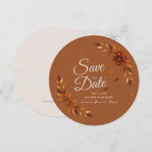 Rustic Fall Leaves Burnt Sienna Beige Wedding