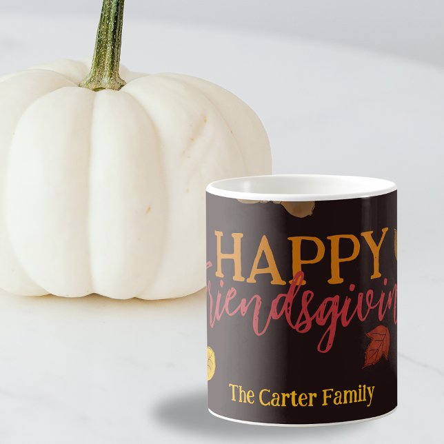 Rustic Fall Leaves Happy Friendsgiving Host Coffee Mug (Creator Uploaded)