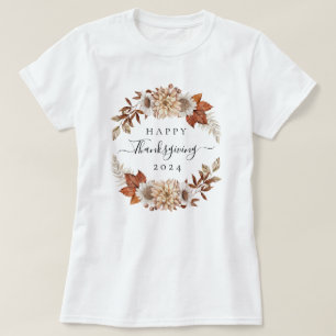 Rustic Fall Leaves Happy Thanksgiving 2024 T-Shirt