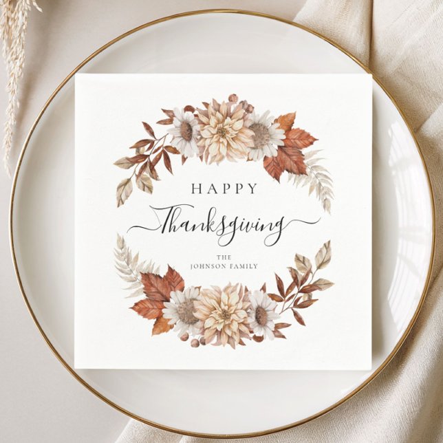 Rustic Fall Leaves Happy Thanksgiving Napkin (Rustic Fall Leaves Happy Thanksgiving Napkins)
