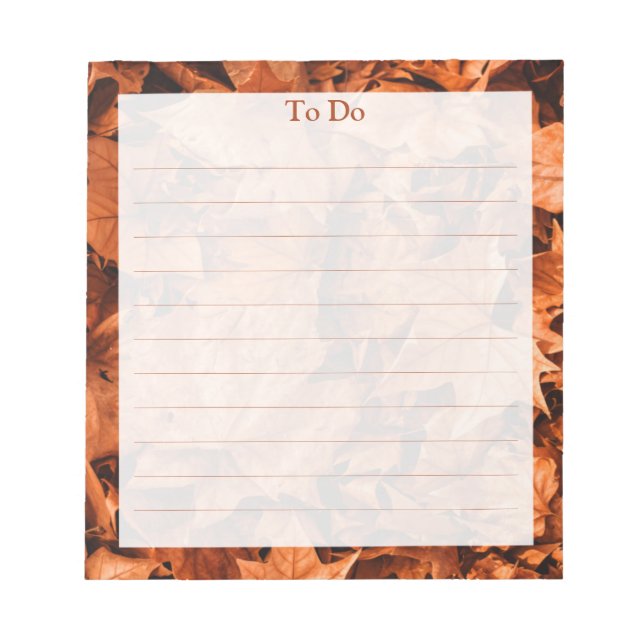 Rustic Fall Leaves Lined To Do List Notepad (Front)