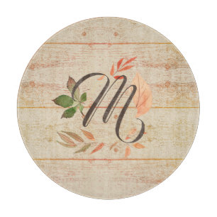 Rustic Fall Leaves Monogram Cutting Board