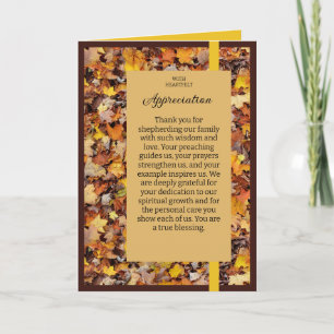 Rustic Fall Leaves Pastor Appreciation Card
