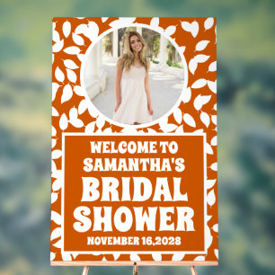 Rustic Fall Leaves Photo Bridal Shower Welcome Acrylic Sign