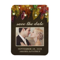 Rustic Fall Leaves Photo Save the Date Magnets