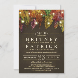 Rustic Fall Leaves Répétition Dîner Invitations