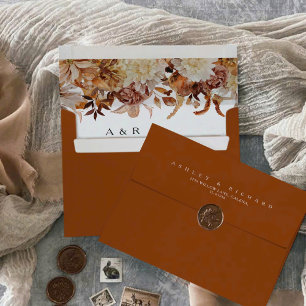 Rustic Fall Leaves Wedding Envelope