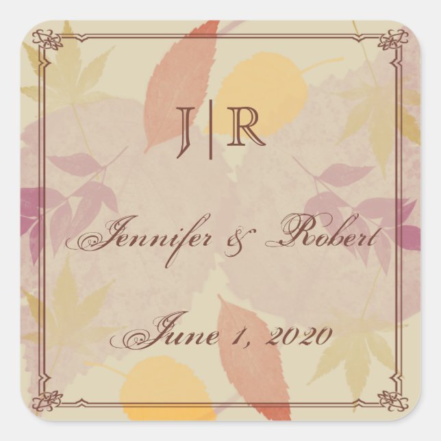 Rustic Fall Leaves Wedding Envelope Seal (Front)