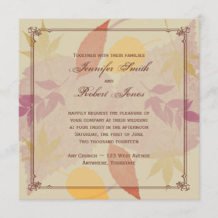 Rustic Fall Leaves Wedding Invitation