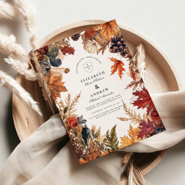 Rustic Fall Leaves Wedding Invitation (Creator Uploaded)