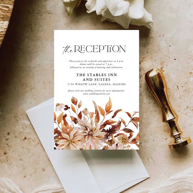 Rustic Fall Leaves Wedding Reception Enclosure Card (Creator Uploaded)