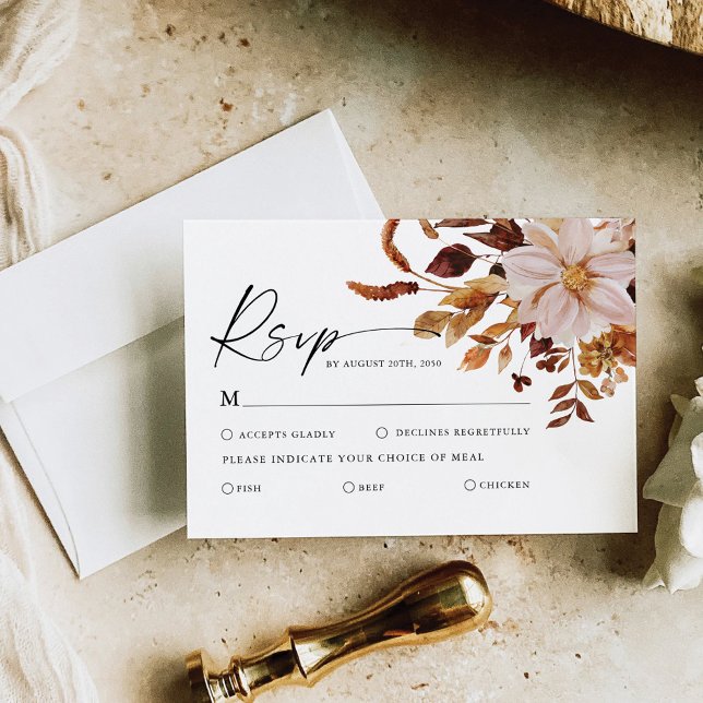Rustic Fall Leaves Wedding RSVP Card (Creator Uploaded)