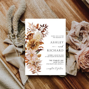 Rustic Fall Leaves Wedding Wedding Invitation