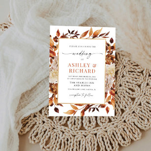 Rustic Fall Leaves Wedding Wedding Invitation 