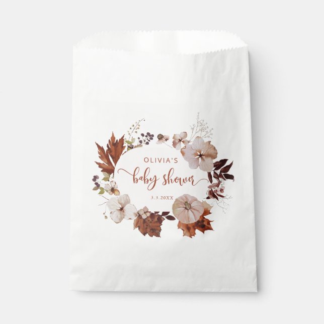 Rustic fall little pumpkin baby shower favour bag (Front)