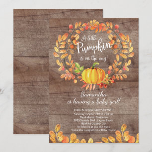 Rustic Fall Little Pumpkin Baby Shower Invitation