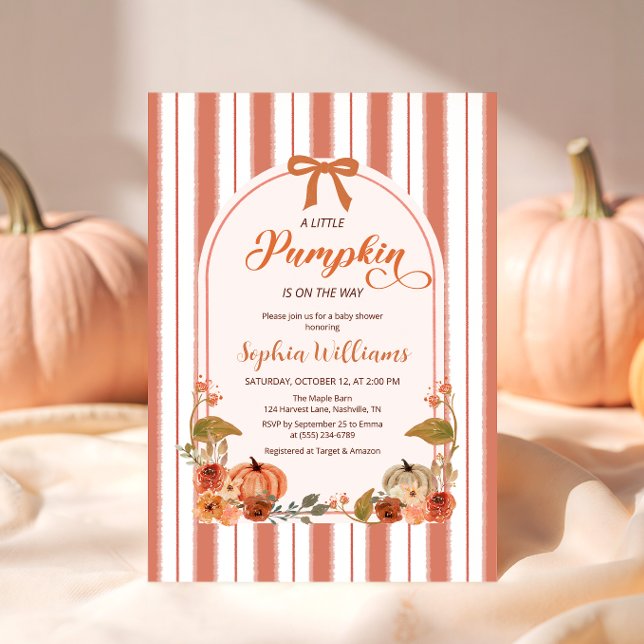 Rustic Fall Little Pumpkin Girl Baby Shower Invitation (Creator Uploaded)