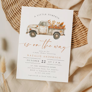 Rustic Fall Little Pumpkin Truck Baby Shower Invitation